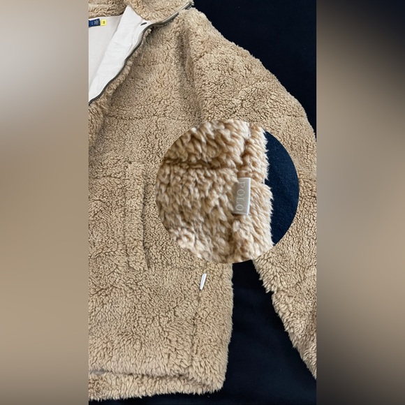 POLO RALPH LAUREN Women Sherpa Fleece Camel Jacket “L” NWOT with a free item - Picture 4 of 8